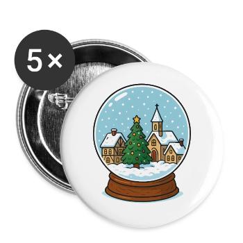 Village d’hiver à Snow Globe - Lot de 5 grands badges (56 mm) - blanc - Devant