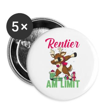Weihnachtsmann Rentier Weihnachtszeit Weihnachts - Buttons groß 56 mm (5er Pack) - Weiß - Vorne
