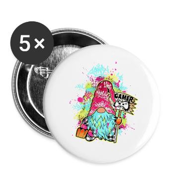 Gamer Gnome Street Art Graffiti Urban Gaming - Buttons large 2.2''/56 mm (5-pack) - white - Front