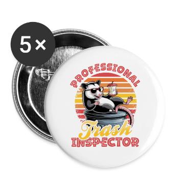 Funny Opossum - Buttons large 2.2''/56 mm (5-pack) - white - Front