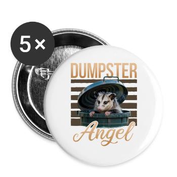 Funny Opossum - Buttons groß 56 mm (5er Pack) - Weiß - Vorne