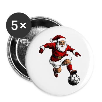 Footballeur Noël / Soccer Père Noël - Lot de 5 grands badges (56 mm) - blanc - Devant
