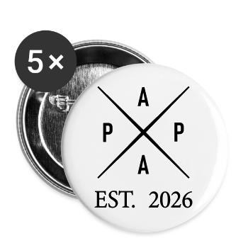 Papa Est. 2026 - Buttons groß 56 mm (5er Pack) - Weiß - Vorne