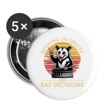 Funny Opossum - Buttons large 2.2''/56 mm (5-pack) - white - Front
