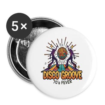Disco Groove 70s Fever - Buttons large 2.2''/56 mm (5-pack) - white - Front