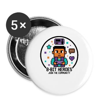 Pixel Gamer | Retro 8-Bit Video Games Style - Buttons large 2.2''/56 mm (5-pack) - white - Front