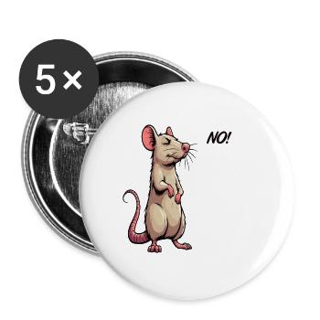 No Ratte Ratten Rattenbesitzer Rattenliebhaber - Buttons groß 56 mm (5er Pack) - Weiß - Vorne