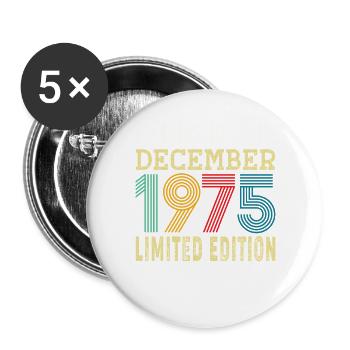 Born December 1975 50 Year Old 50th Anniversary Gift - Buttons large 2.2''/56 mm (5-pack) - white - Front