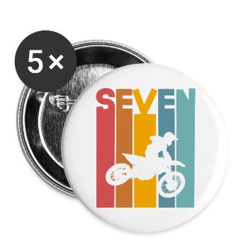 7th Birthday Motocross - Buttons large 2.2''/56 mm (5-pack) - white - Front