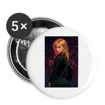 Kämpferin Mit Doppelsäbel Im Dunkel - Buttons groß 56 mm (5er Pack) - Weiß - Vorne