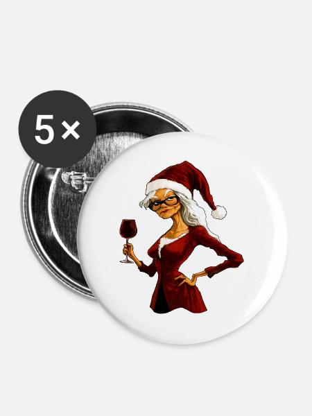 Hexen Weihnachten - Buttons groß 56 mm (5er Pack) - Weiß