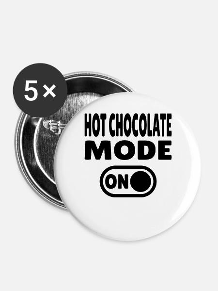 HotchocolateModeONBLK - Buttons groß 56 mm (5er Pack) - Weiß