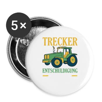 Traktorfahrer Hobby Bauer Traktor Männer Spruch - Buttons groß 56 mm (5er Pack) - Weiß - Vorne
