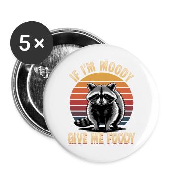 Funny Raccoon - Buttons groß 56 mm (5er Pack) - Weiß - Vorne