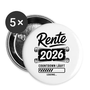 Rente Countdown 2026 - Buttons groß 56 mm (5er Pack) - Weiß - Vorne