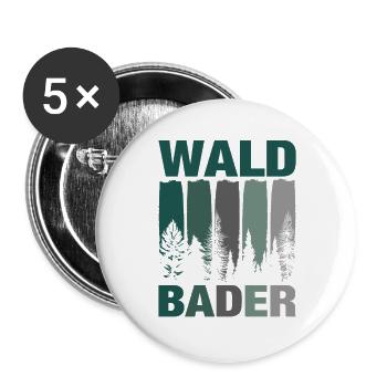 Waldbader Waldbaden Wald Baum Shinrinyoku Geschenk - Buttons groß 56 mm (5er Pack) - Weiß - Vorne