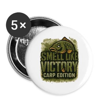 Smell Like Victory Carp Edition Plaisir de la pêche - Lot de 5 grands badges (56 mm) - blanc - Devant