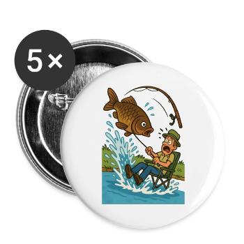 Surprising catch while fishing - Buttons large 2.2''/56 mm (5-pack) - white - Front