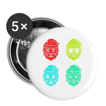 Weihnachtsmann Weihnachtsbaum Weihnachten - Buttons groß 56 mm (5er Pack) - Weiß - Vorne