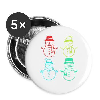 Weihnachtsmann Schneemann Weihnachten - Buttons groß 56 mm (5er Pack) - Weiß - Vorne