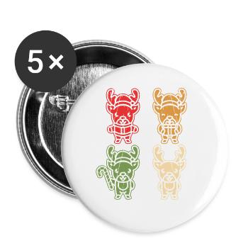 Weihnachtsmann Rentier Weihnachten - Buttons groß 56 mm (5er Pack) - Weiß - Vorne