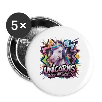 Unicorns Rock My World Imaginative Motif - Buttons large 2.2''/56 mm (5-pack) - white - Front
