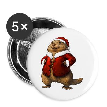 Murmeltiere Weihnachten / Santa - Buttons groß 56 mm (5er Pack) - Weiß - Vorne