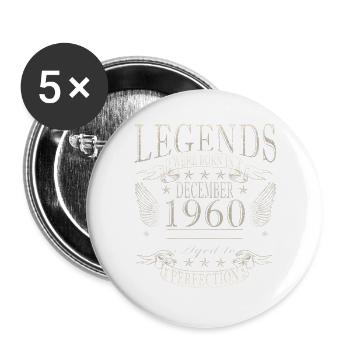 Anniversaire rétro vintage de décembre 1960 - Lot de 5 grands badges (56 mm) - blanc - Devant