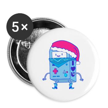 Kawaii Christmas Robot Santa Bot - Buttons large 2.2''/56 mm (5-pack) - white - Front