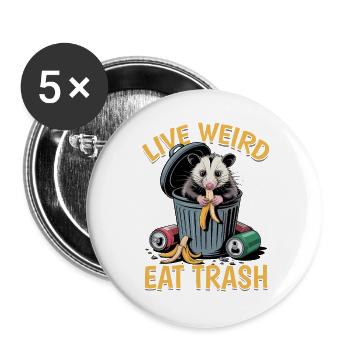 Funny Opossum - Buttons groß 56 mm (5er Pack) - Weiß - Vorne