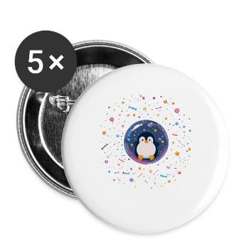 Penguin Glass Ball with Candy - Buttons large 2.2''/56 mm (5-pack) - white - Front