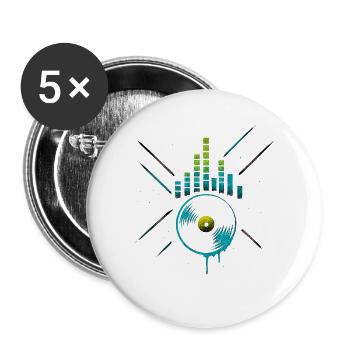 Neon Vinyl Equalizer, Club Techno Beats - Buttons large 2.2''/56 mm (5-pack) - white - Front
