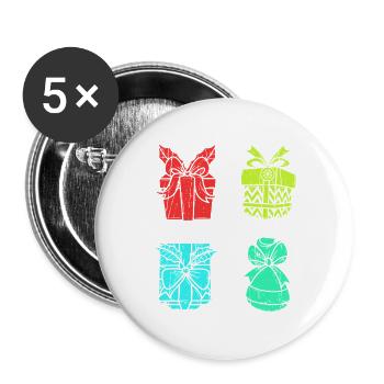 Santa Claus Christmas Time Christmas - Buttons large 2.2''/56 mm (5-pack) - white - Front