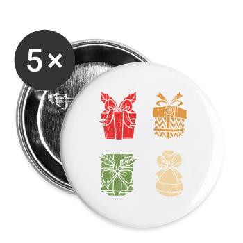 Santa Claus Christmas Time Christmas - Buttons large 2.2''/56 mm (5-pack) - white - Front