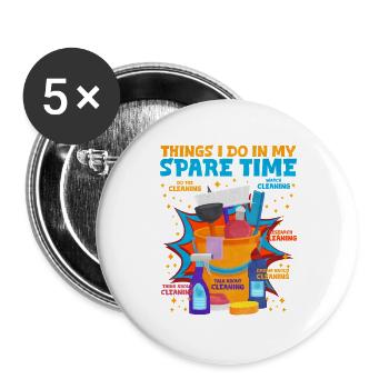 Reinigung Humordesign - Buttons groß 56 mm (5er Pack) - Weiß - Vorne