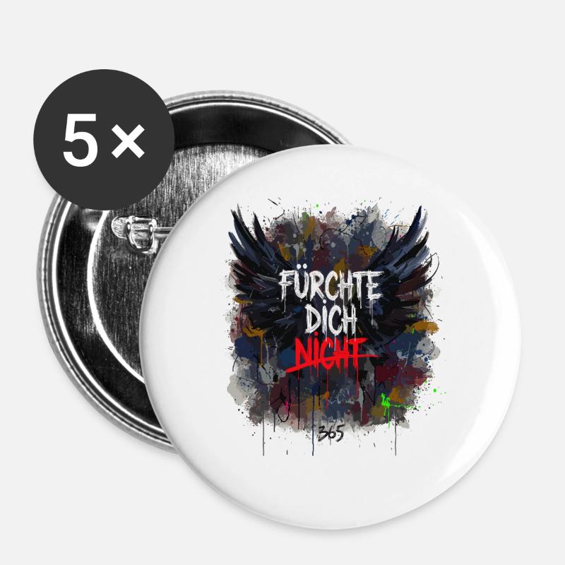 FEAR NOT Grunge Wings Splatter Art - Buttons large 2.2''/56 mm (5-pack) - white