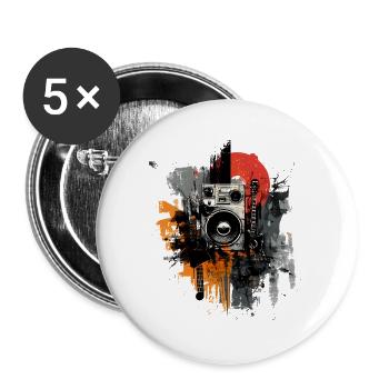 Rock Grunge Music Art – Guitar & Boombox - Buttons large 2.2''/56 mm (5-pack) - white - Front