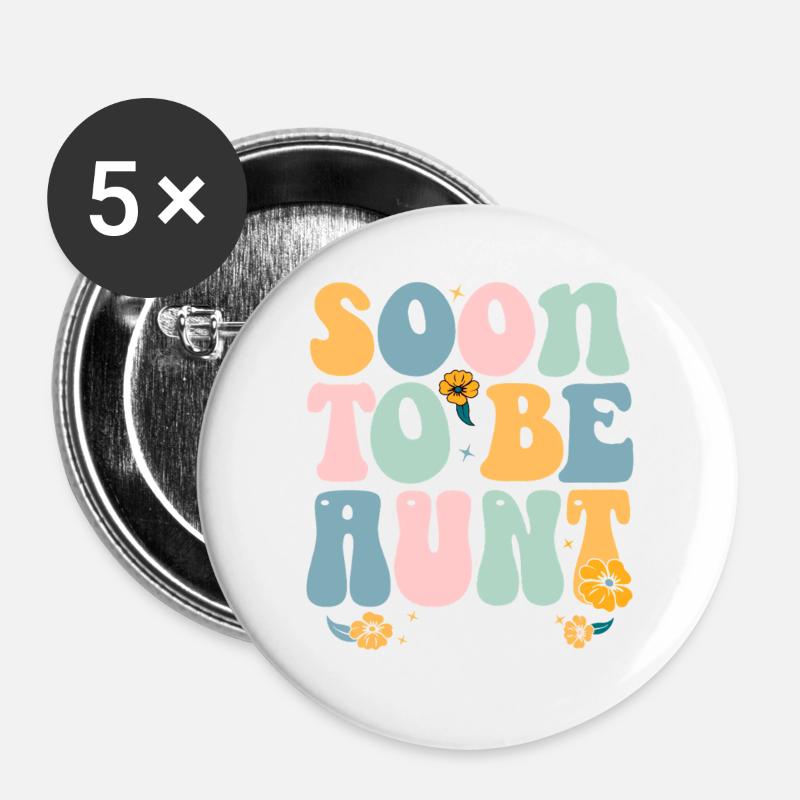 Bald Tante Est 2026 - Buttons groß 56 mm (5er Pack) - Weiß