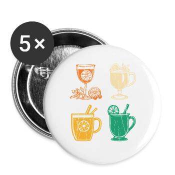 Santa Claus Mulled Wine Christmas - Buttons large 2.2''/56 mm (5-pack) - white - Front
