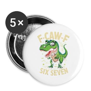 F-Caw-F Six Seven Dino - Buttons large 2.2''/56 mm (5-pack) - white - Front