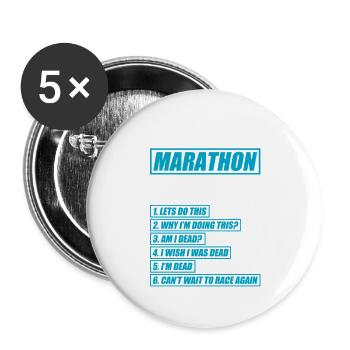 6 Stages of Marathon lustiges Lauf Joggen Läufer - Buttons groß 56 mm (5er Pack) - Weiß - Vorne