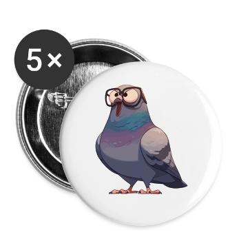 Pigeons Pigeon - Lot de 5 grands badges (56 mm) - blanc - Devant