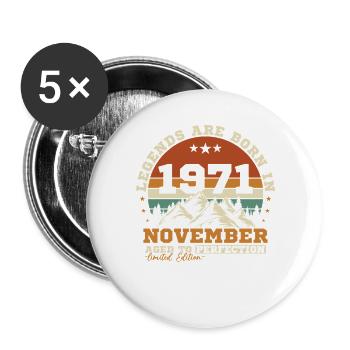 November 1971 Vintage-Retro-Geburtstag - Buttons groß 56 mm (5er Pack) - Weiß - Vorne