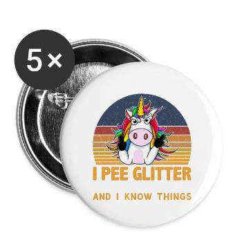 Einhorn - Buttons groß 56 mm (5er Pack) - Weiß - Vorne