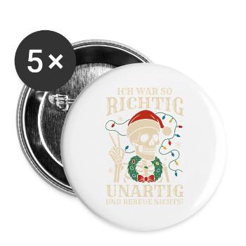 Santa Claus Christmas Time Naughty Christmas - Buttons large 2.2''/56 mm (5-pack) - white - Front