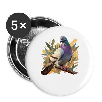 Pigeons Pigeon - Buttons large 2.2''/56 mm (5-pack) - white - Front