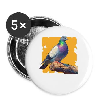 Tauben Taube - Buttons groß 56 mm (5er Pack) - Weiß - Vorne