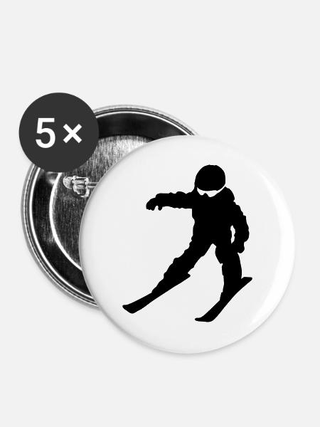Skischule - Buttons groß 56 mm (5er Pack) - Weiß