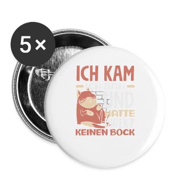 Funny Cat No Motivation Saying - Buttons large 2.2''/56 mm (5-pack) - white - Front