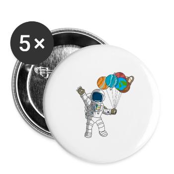 Astronaut Outer Space 3rd Birthday Planet Balloons - Buttons large 2.2''/56 mm (5-pack) - white - Front